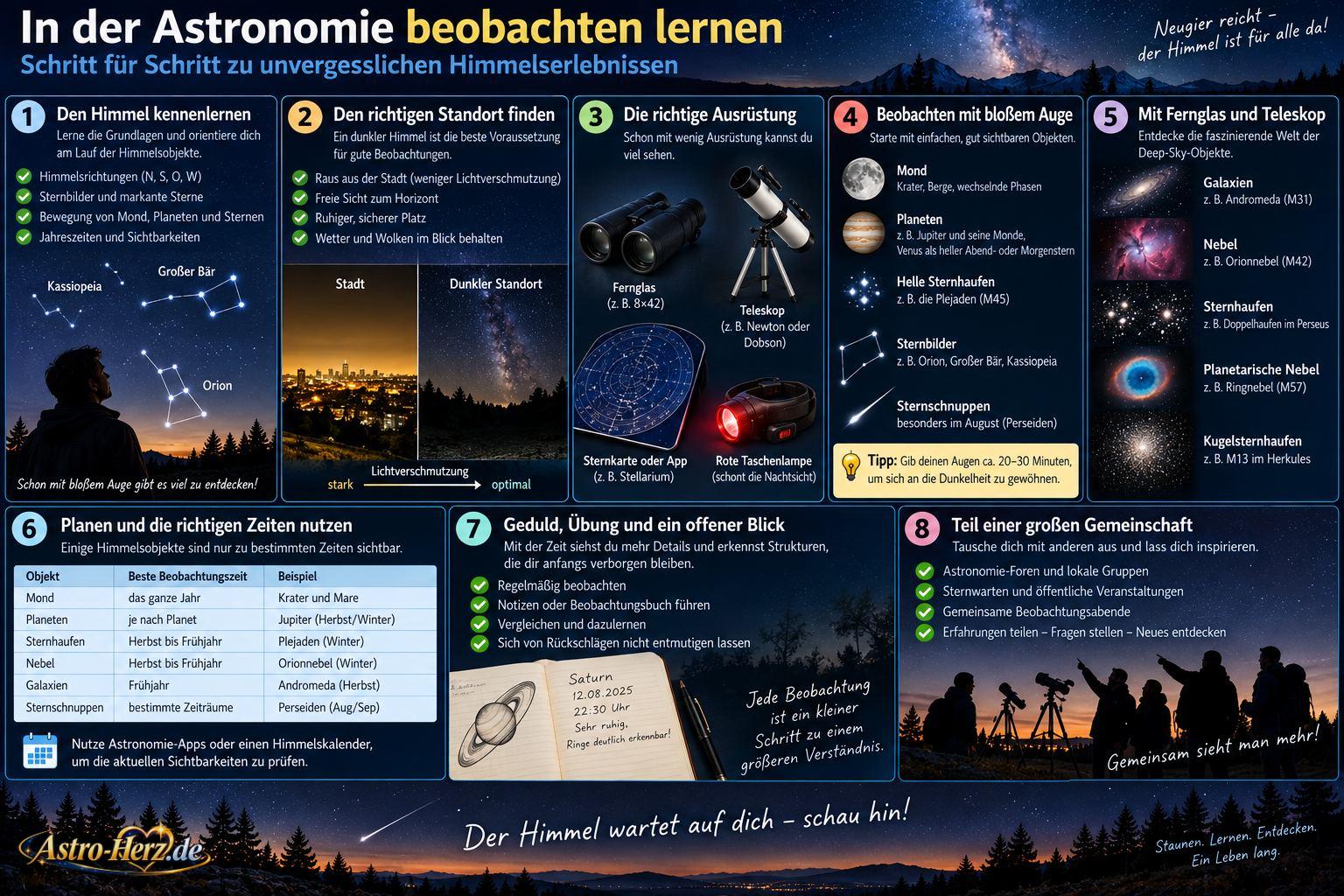 astronomie beobachtung lernen