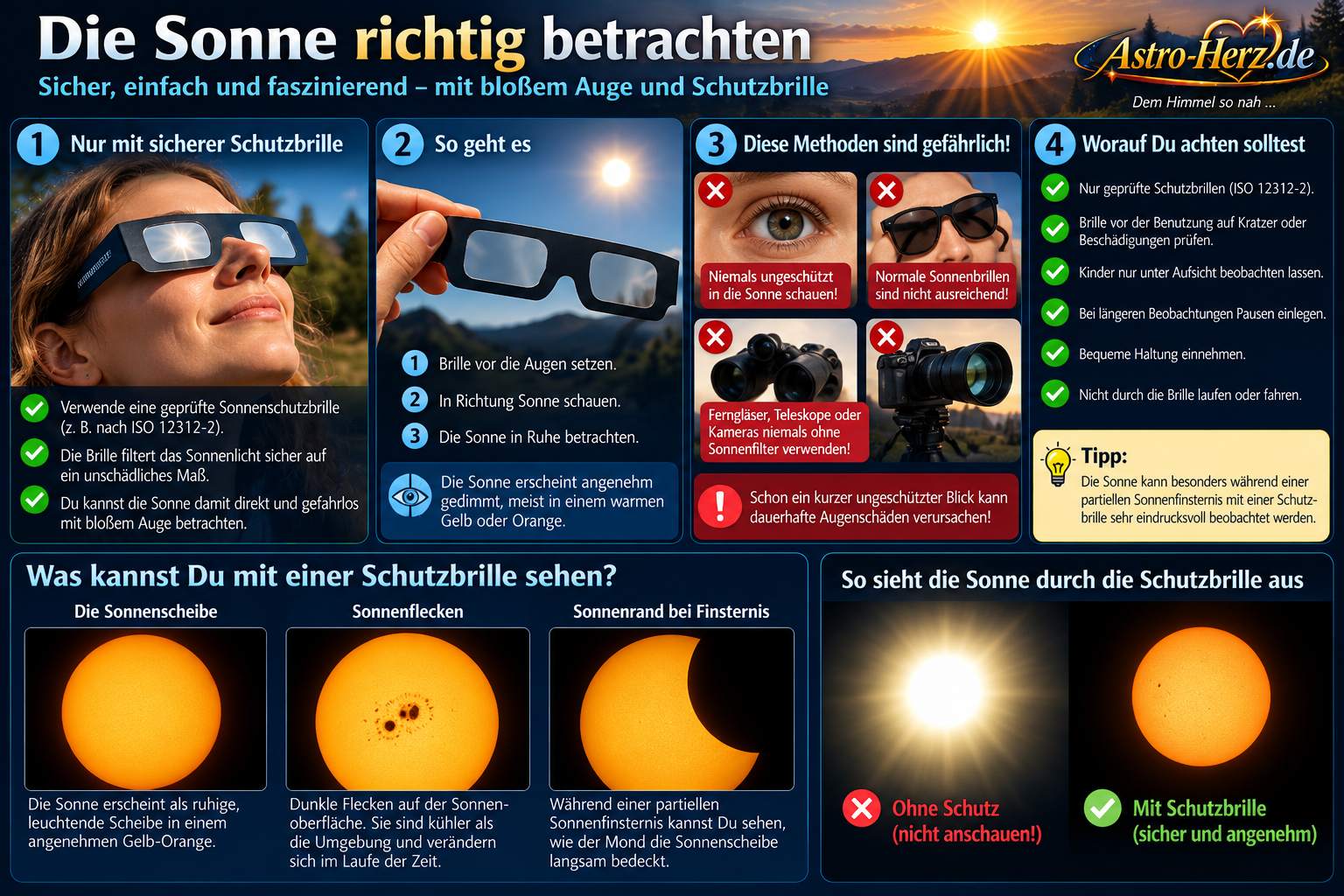 sonne beobachetn schutz tipps