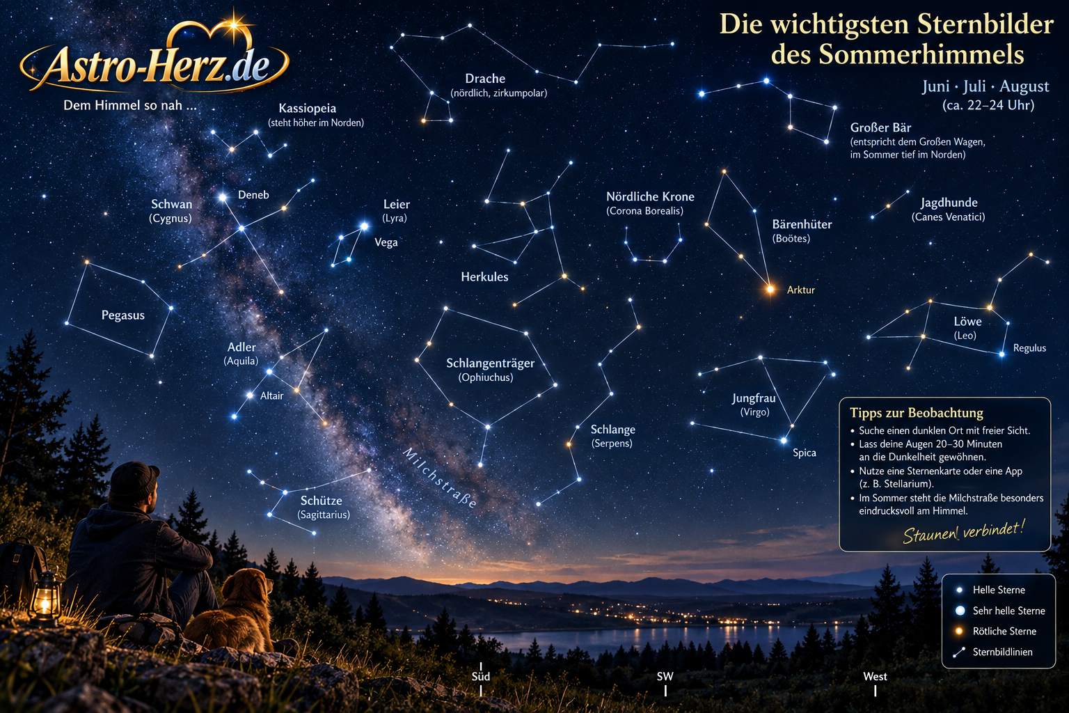 grafik sternbilder im sommer