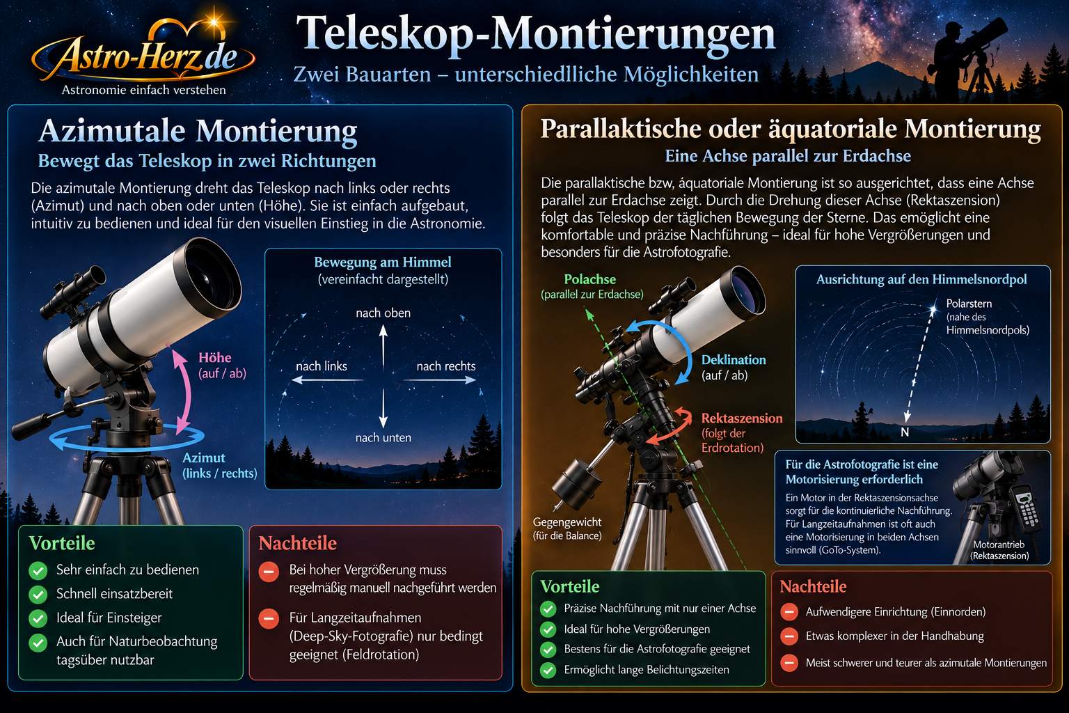 teleskop montierungen erklärt
